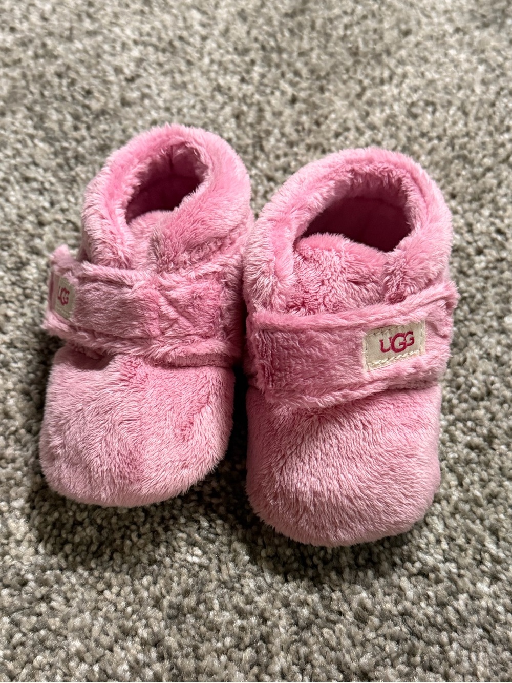 UGG NWOT Baby Pink Plush Strap Booties